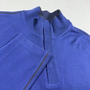 Hugo Boss Mens XXL Royal Blue Cotton Quarter Zip Pullover Regular Fit Sweater